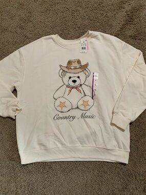 NWT Zoe + Liv Country Music Teddy Bear Sweatshirt XL